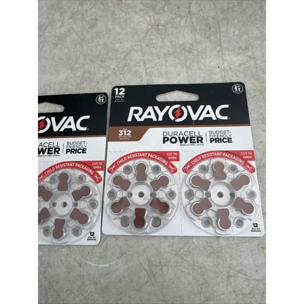 Rayovac Size 312 Hearing Aid Batteries (24 Pack), Size 312 Batteries Lot
